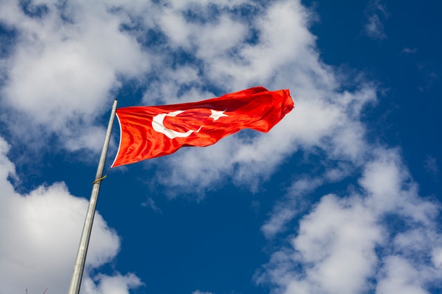 vlajka Turecka vo vetre